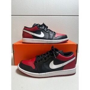 Nike Air Jordan 1 Low Bred Toe Varsity Red Black White 11m #2557